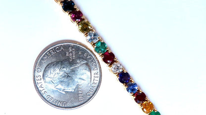 11.80ct Natural Sapphire Ruby Emerald Amethyst Tennis Bracelet 14kt Gem Line