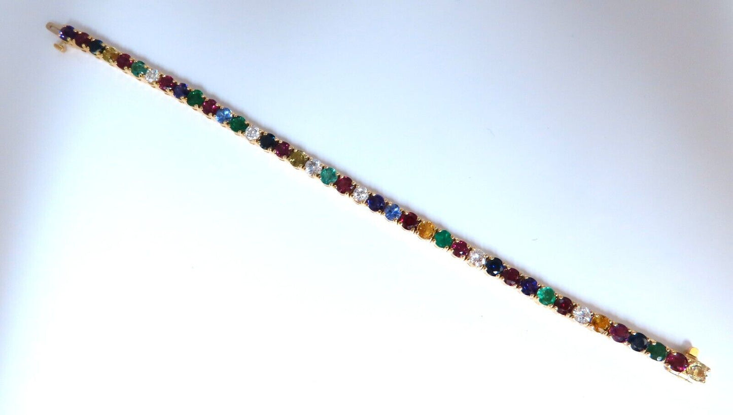 11.80ct Natural Sapphire Ruby Emerald Amethyst Tennis Bracelet 14kt Gem Line