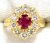 GIA 2.30CT NATURAL RED NO HEAT RUBY DIAMONDS RING 18KT UNHEATED CLUSTER