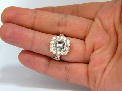 GIA 5.37CT EMERALD CUT DIAMOND RING 18KT BRIDAL ANNIVERSARY HALO CLUSTER
