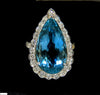 GIA BLUE 18KT 17.78CT NATURAL BRILLIANT GEM AQUAMARINE DIAMOND RING VS
