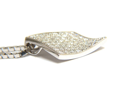 1.40CT DIAMONDS BEAD SET SQUARE ZEN PENDANT 3D CURVE 14KT 16 INCH CHAIN