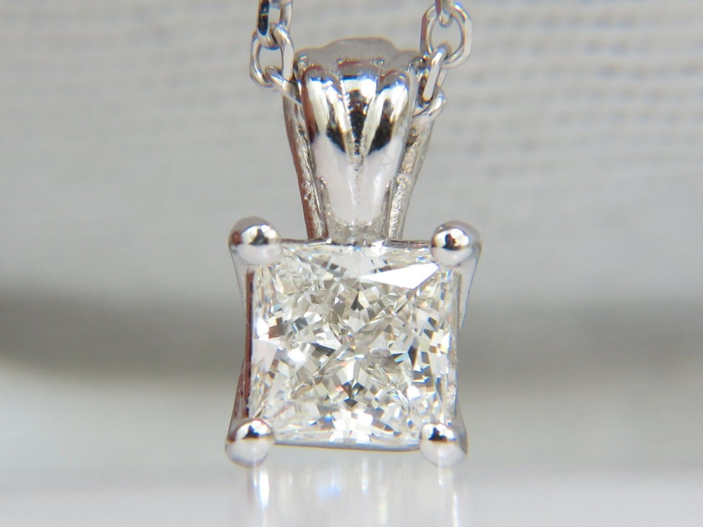 GIA 1.01CT BRILLIANT PRINCESS CUT DIAMOND SOLITAIRE PENDANT H/VVS1 14kt