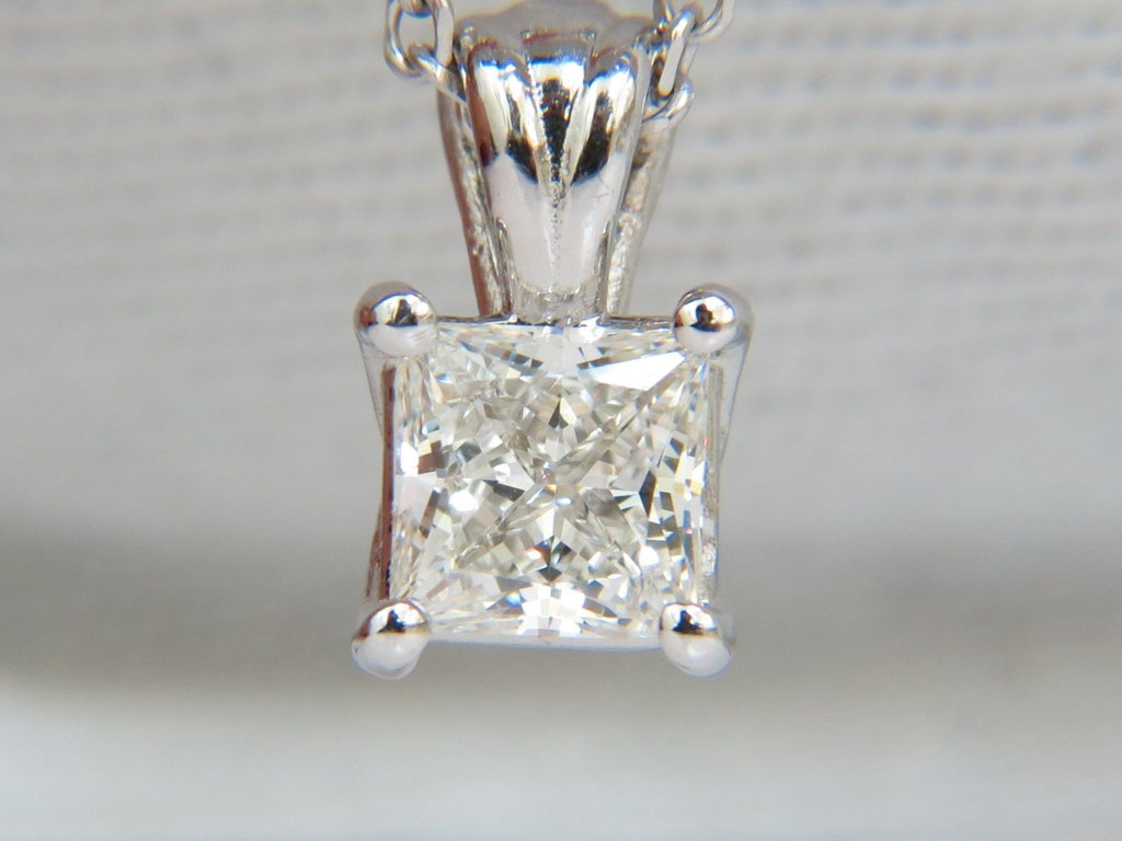 GIA 1.01CT BRILLIANT PRINCESS CUT DIAMOND SOLITAIRE PENDANT H/VVS1