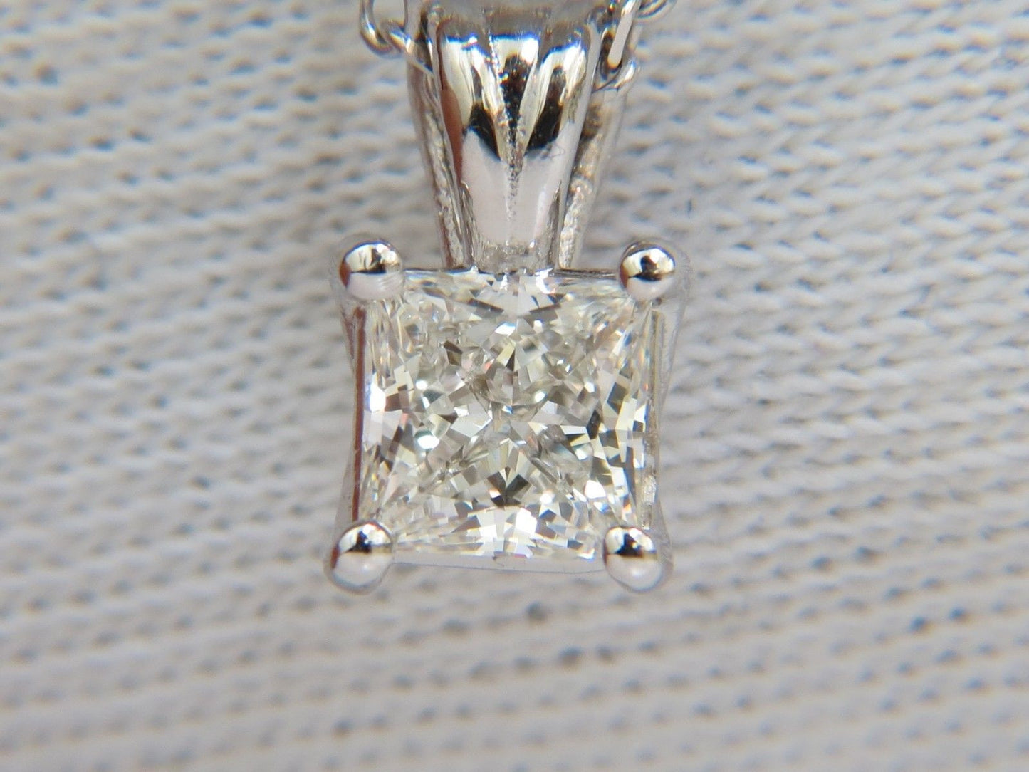 GIA 1.01CT BRILLIANT PRINCESS CUT DIAMOND SOLITAIRE PENDANT H/VVS1 14kt