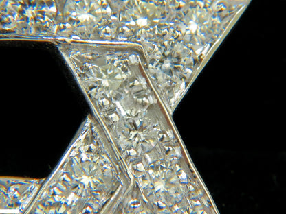 3.01CT ROUND DIAMOND STAR PENDANT BEAD SET 14KT G VS + CHAIN