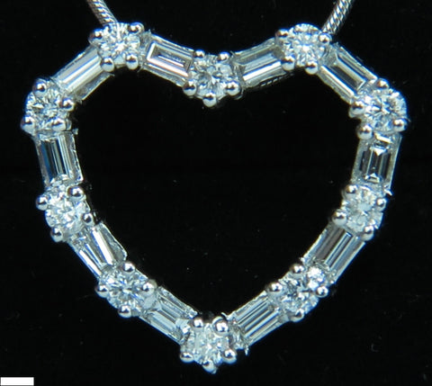 1.10CT DIAMONDS HEART PENDANT 14kt G VS 19'' 20X18MM