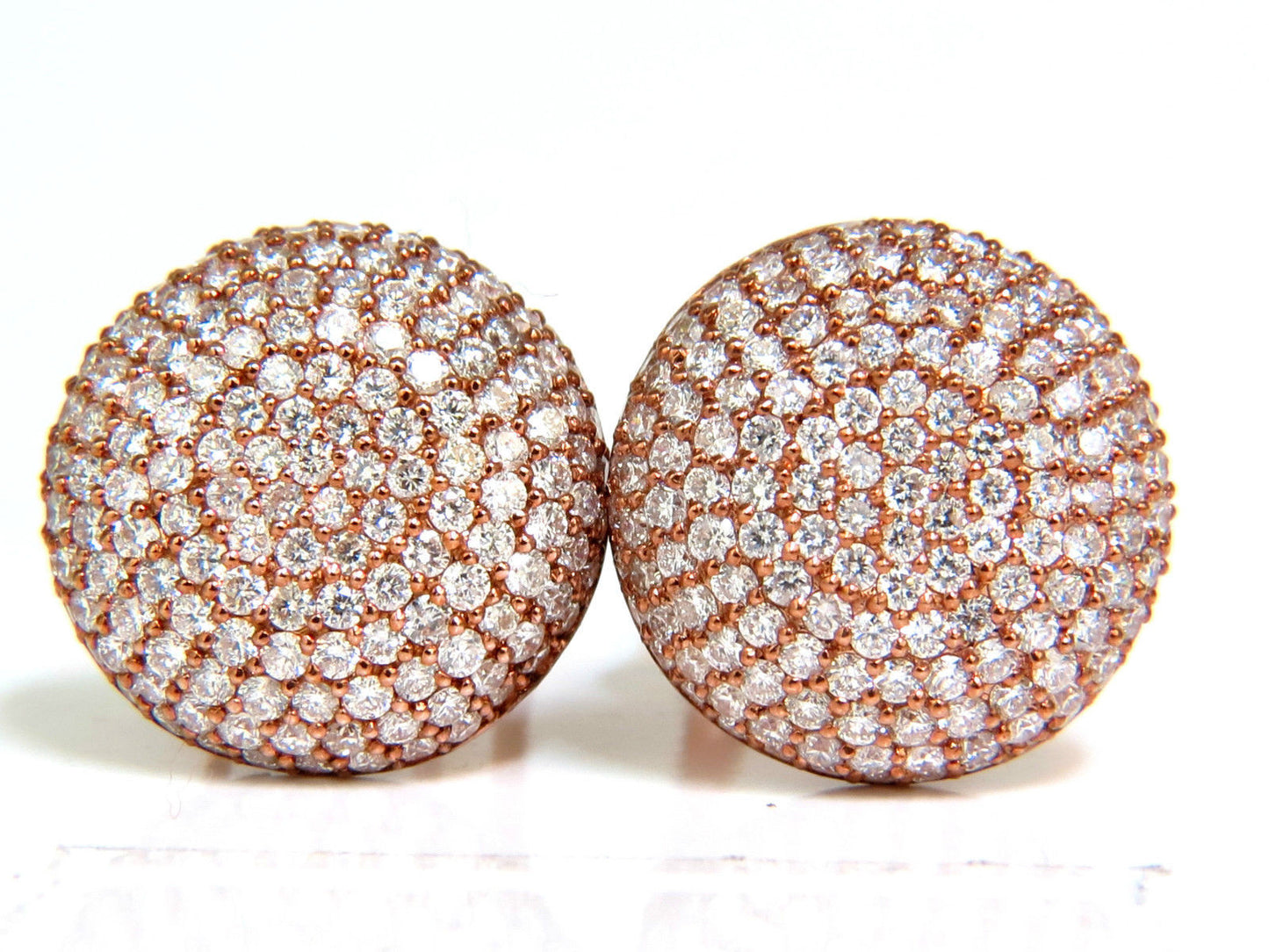 5.50CT DIAMONDS CLUSTER DOMED BEAD SET BUTTON PUFFED CLIP EARRINGS G/VS