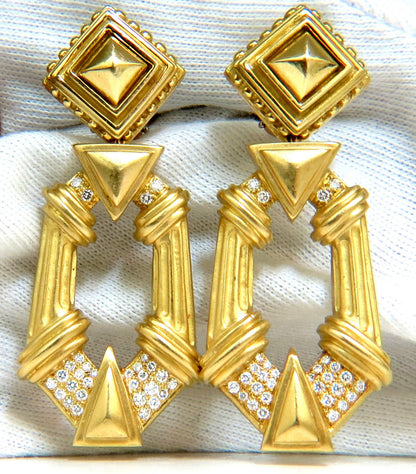 ESTI FREDERICA DESIGNER 18KT BYZANTINE DIAMONDS DOOR KNOCKER EARRINGS