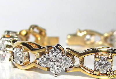 3.65Ct CLUSTERS DIAMOND BRACELET G VS 14KT EXCELLENT CUTS & LINKS