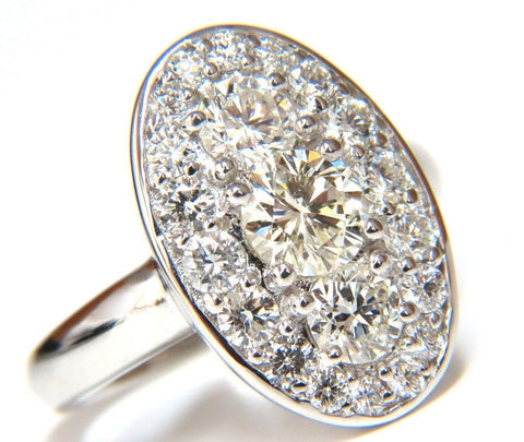1.96CT CLUSTER DIAMONDS ELONGATED OVAL 18KT RING COCKTAIL