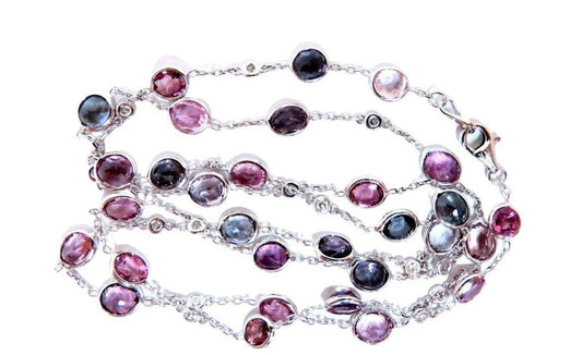 25.10ct multi-colored natural spinel diamonds yard necklace 14kt gold Ref 12307