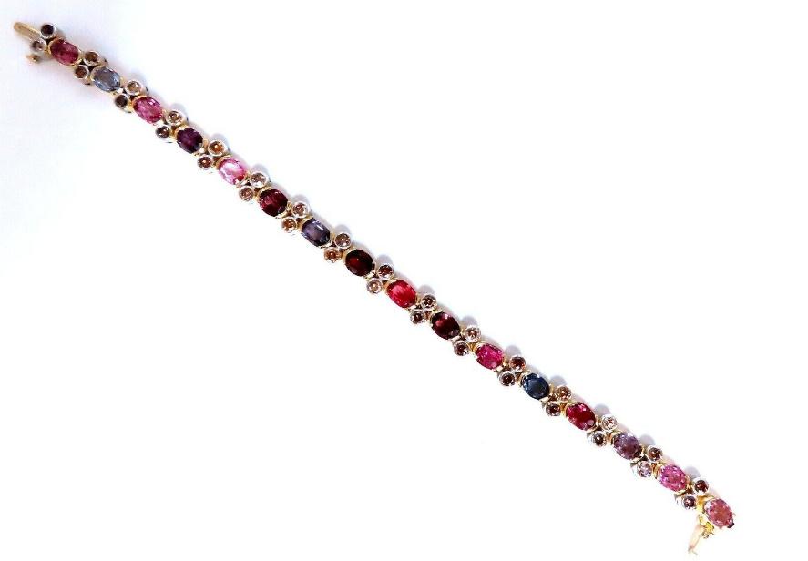 14.38ct Multicolored Spinel Diamonds Bracelet Gemline 14kt Gold Ref 12308
