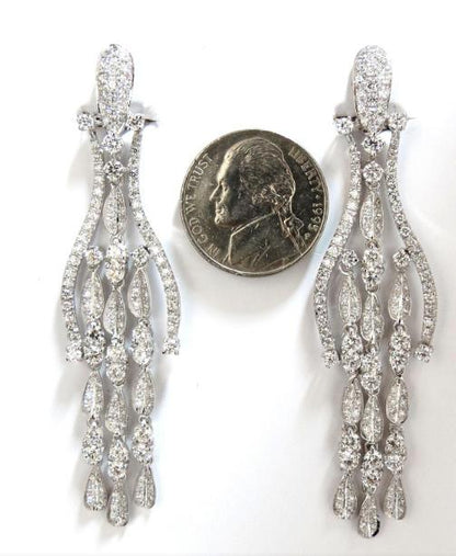 6.00ct natural diamonds modern dangle petal chandelier earrings 18kt Ref 12321