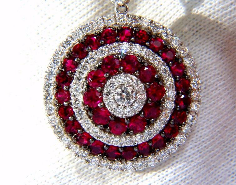 9.74ct Natural Ruby Diamond Dangling Earrings 18kt Roulette Bullseye Ref 12323