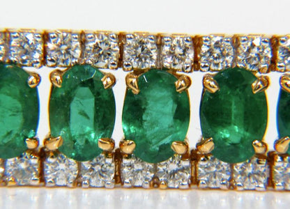 27.65 Carat Natural Vivid Green Emerald Diamond Bracelet F/VS 14kt Ref 12324