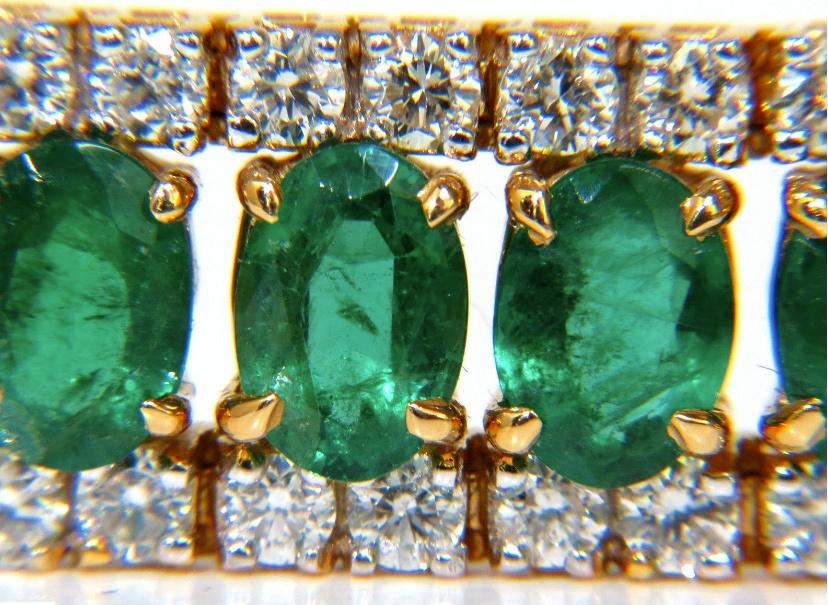 27.65 Carat Natural Vivid Green Emerald Diamond Bracelet F/VS 14kt Ref 12324