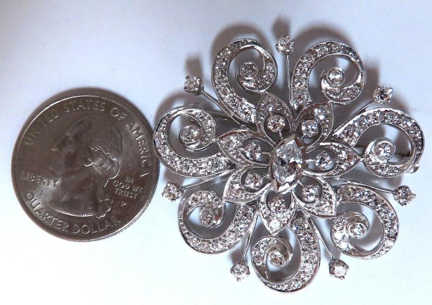 1.40ct Natural Diamonds Platinum Pin Edwardian Deco Vintage Ref 12329