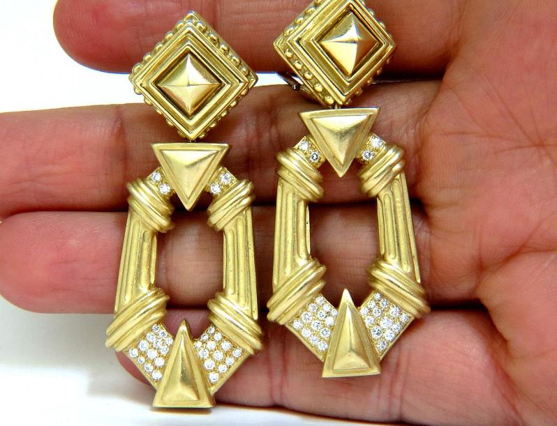 Esti Frederica Designer 18Kt Byzantine Diamonds Door Knocker Earrings Ref 12330