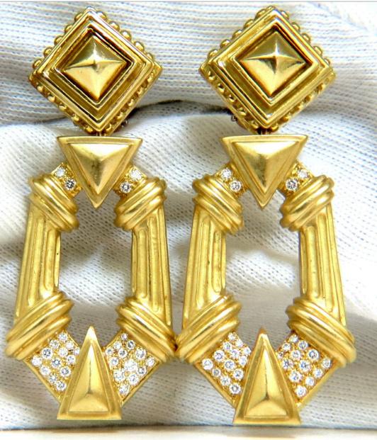 Esti Frederica Designer 18Kt Byzantine Diamonds Door Knocker Earrings Ref 12330
