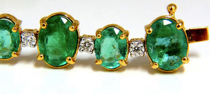 20.86ct Bright Green Natural Emerald Diamonds Tennis Bracelet 14Kt Ref 12331