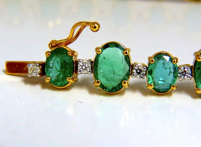 20.86ct Bright Green Natural Emerald Diamonds Tennis Bracelet 14Kt Ref 12331