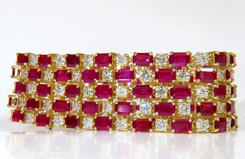 GIA Certified Natural Ruby Diamond Cuff Bracelet 18kt Important Ref 12337