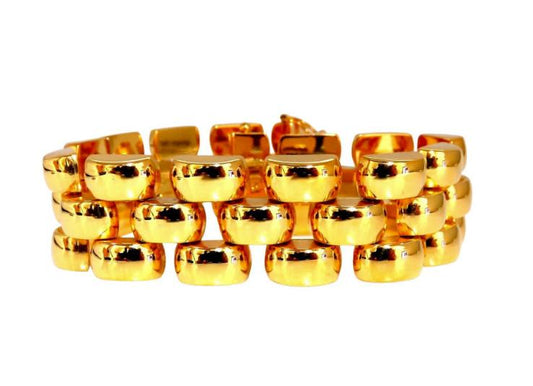 14kt Gold Panther Form Wide Link Gold Bracelet 37.8gm Ref 12338