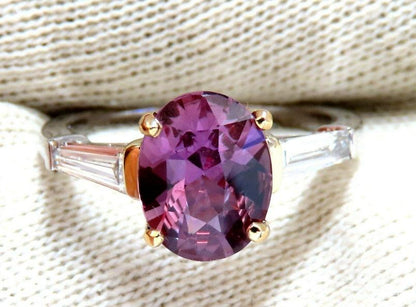 GIA Certified 2.47ct Natural Purple Pink Sapphire Diamonds Ring 18kt Gold #12340