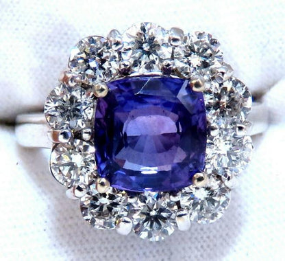 GIA Certified 3.48ct Natural Purple No Heat Sapphire Diamonds Ring 14kt #12342