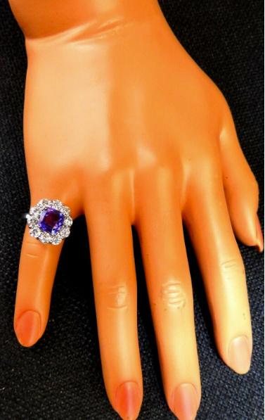 GIA Certified 3.48ct Natural Purple No Heat Sapphire Diamonds Ring 14kt #12342