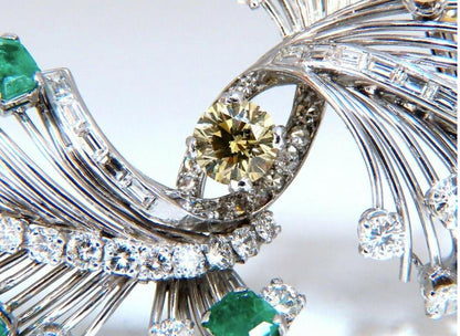 Platinum Estate Natural GIA Certified Fancy Diamond Emerald Pin Ref 12343