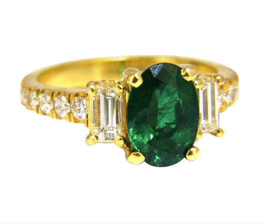 GIA Certified 2.68 Carat Natural Emerald Diamonds Ring 18kt Ref 12348