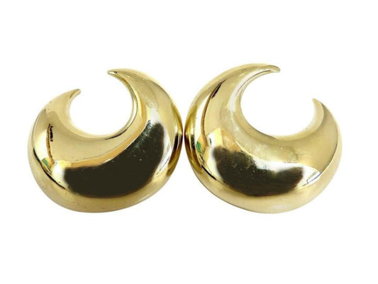 Islam Arab Domed Crescent Left Right Lobe Earrings 18kt HIgh Shine 12355
