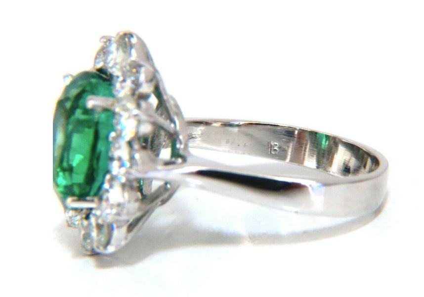 GIA Certified 4.40ct Natural Green Emerald Diamonds Ring 18kt Halo Prime 12351