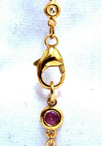 1.53ct Natural Pink Sapphire Diamond Yard Bracelet 14kt G/VS 12358