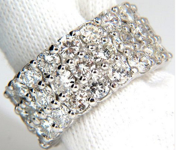 10.00ct Three Rowed, Sharing prong natural round diamonds eternity band