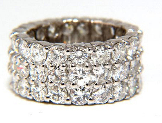 10.00ct Three Rowed, Sharing prong natural round diamonds eternity band