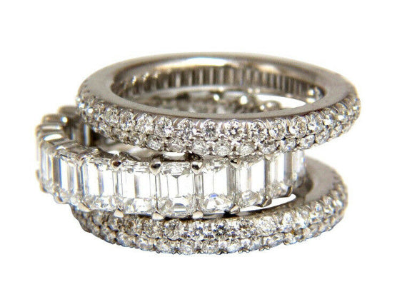 10.63ct Natural Round Baguette Diamond Rings Stacking 3 Revolver Platinum 14kt