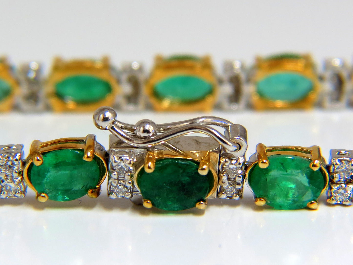9.50ct green natural emerald diamonds tennis bracelet 14k G/VS