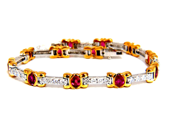 3.76ct natural ruby diamonds tennis bracelet 14kt vivid red