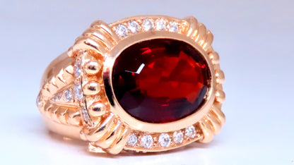 Natural Spessartite Diamonds Ring Bead Goth Stud 14Kt Gold Ref 12297