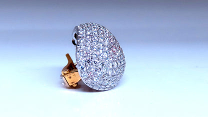 10ct Natural Round Diamonds Bombe Dome French Pave Clip Earrings 18kt Gold 12369