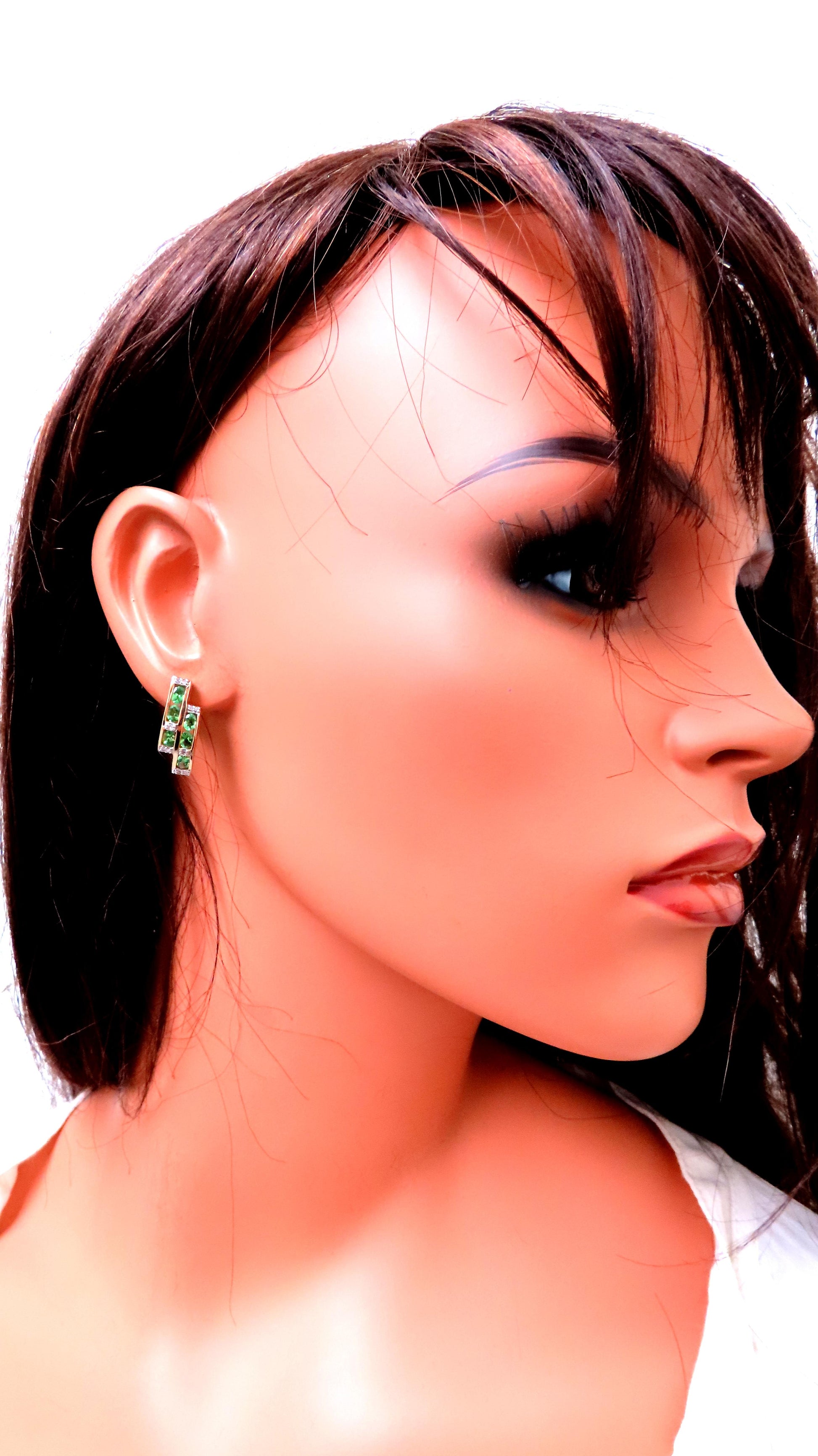 2.50ct Natural Tsavorite Diamond Earrings 14kt gold 12381