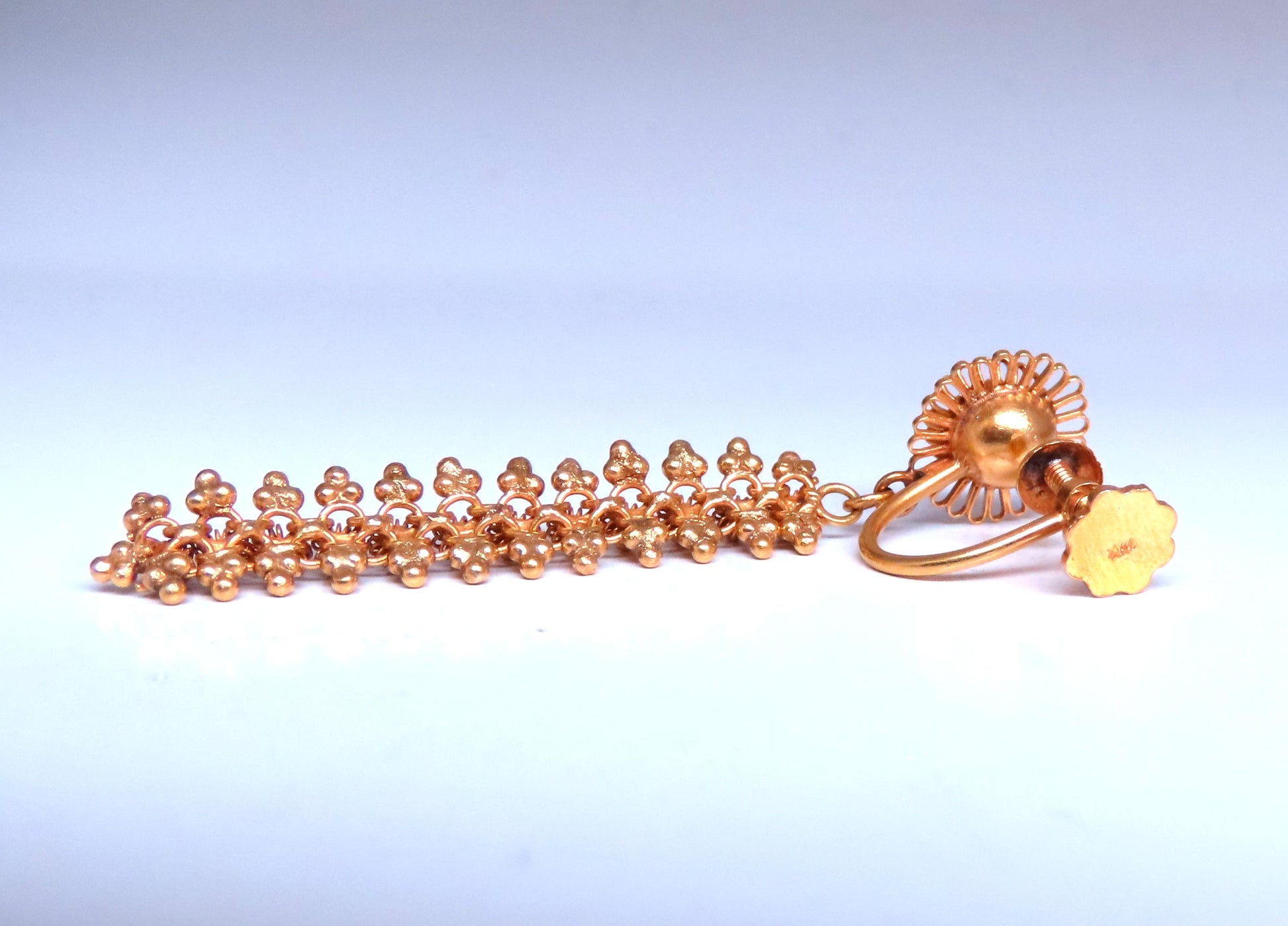 Classic Byzantine Turn Screw Non Pierce Dangle Earrings 18Kt Gold Ref 12375