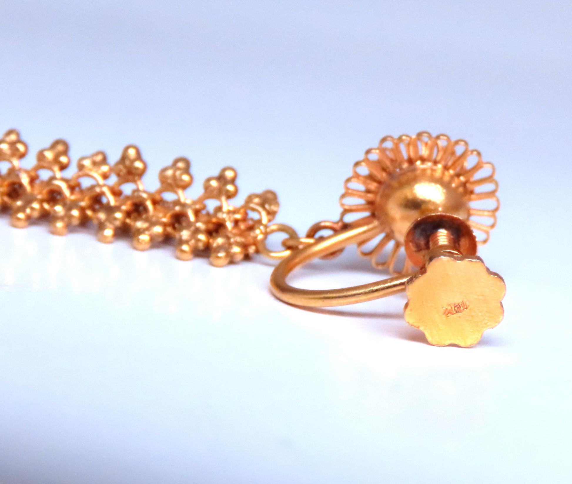 Classic Byzantine Turn Screw Non Pierce Dangle Earrings 18Kt Gold Ref 12375