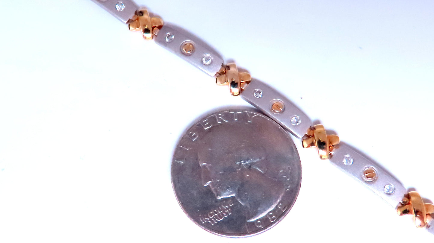 Natural Diamond Link Bracelet 14kt Gold Sandblast X 12388