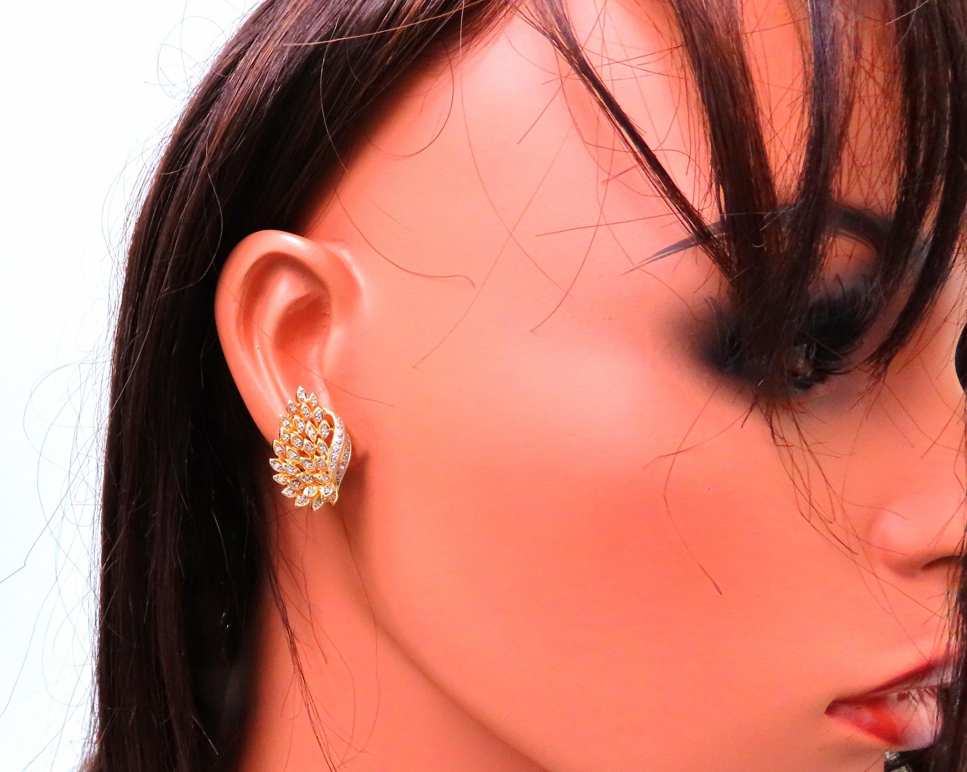 Angel Wings Diamond Earrings & Pendant Pearl Strand Necklace 14kt Gold 12386