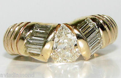 1.20CT PEAR SHAPE DIAMOND BAND RING 14KT DURABLE