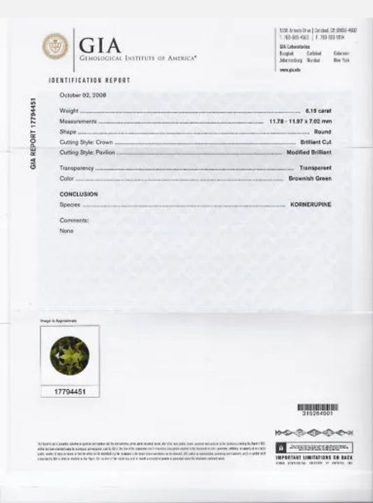 GIA Certified 9.19ct Green Kornerupine Diamond ring